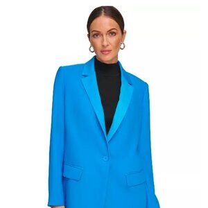 DKNY Women's Frosted Twill One Button Long Sleeve Jacket